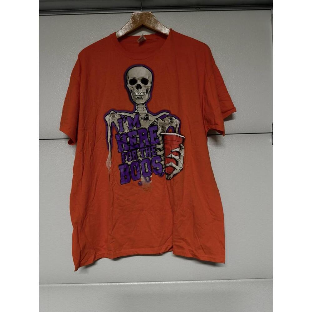 Skeleton T-Shirt I’m Here for the Boos Orange Graphic Tee 2XL